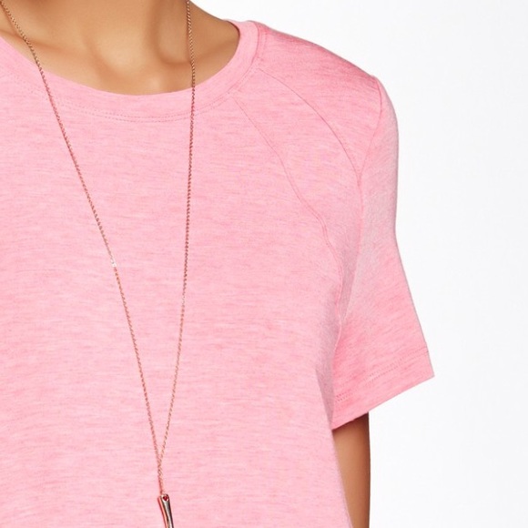TART "Liane" Side Slit Crewneck Tee Heather Pink size L - Picture 1 of 5